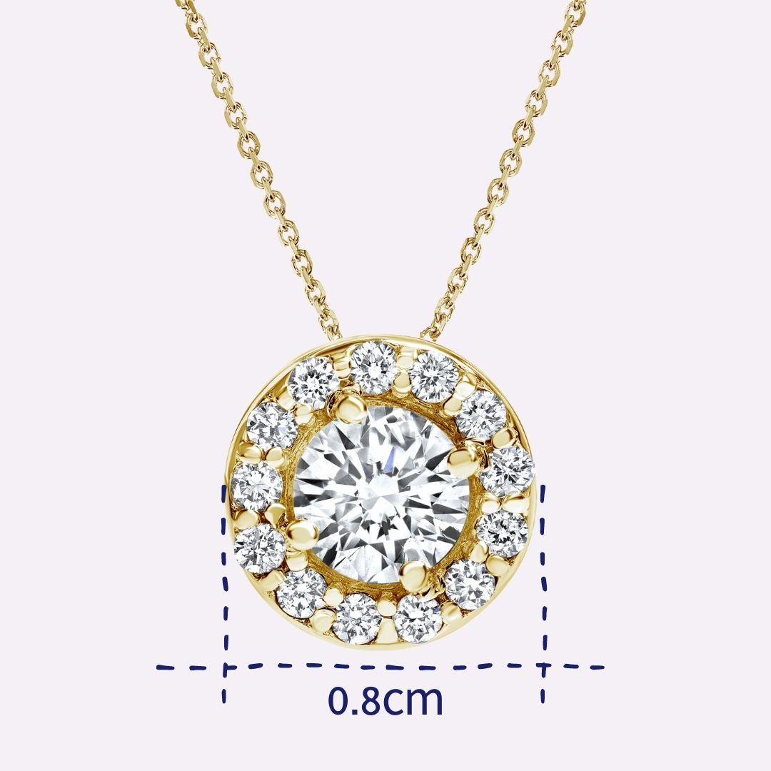0.34 Carat Diamond Midi Halo Pendant in 14 Karat Yellow Gold - Shlomit Rogel For Sale 1