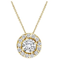 Shlomit Rogel Pendentif en or jaune 14 carats avec halo de diamants Midi de 0,34 carat