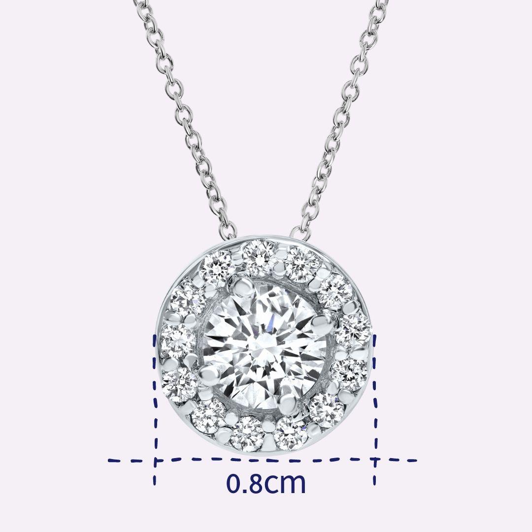 Round Cut 0.34 Carat Diamonds Midi Halo Pendant in 14 Karat White Gold - Shlomit Rogel For Sale