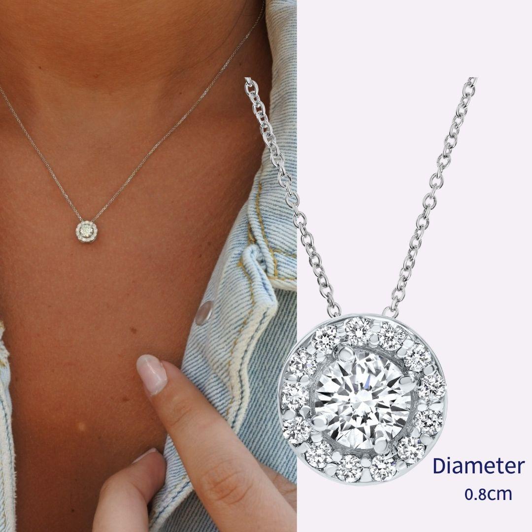 0.34 Carat Diamonds Midi Halo Pendant in 14 Karat White Gold - Shlomit Rogel In New Condition For Sale In Ramatgan, IL
