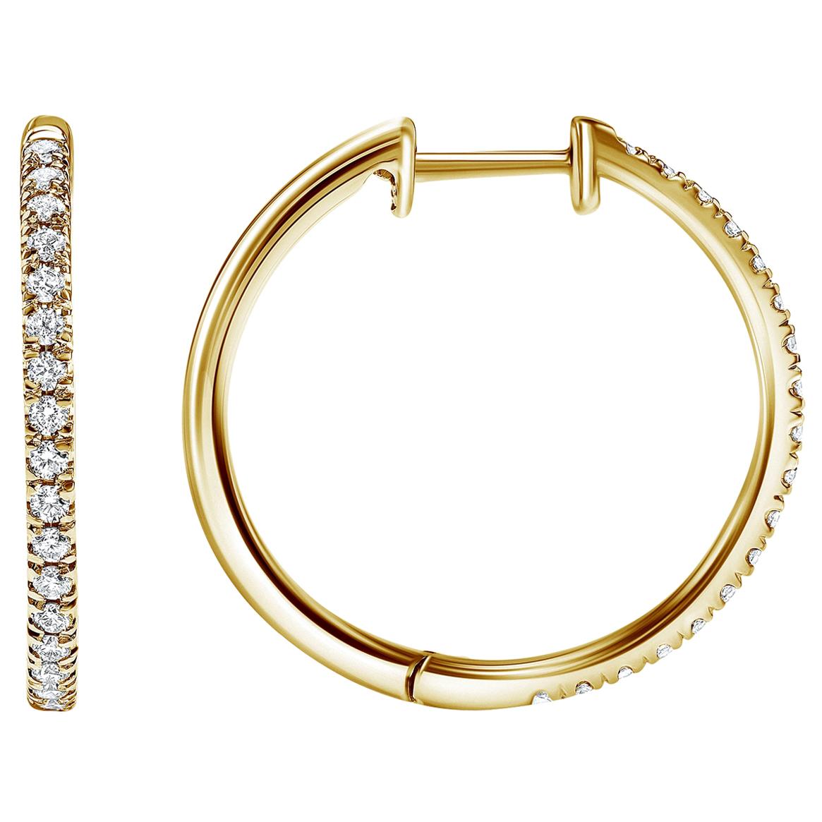 0.37 Carat Pave Diamond Hoops Earrings in 14 Karat Yellow Gold - Shlomit Rogel