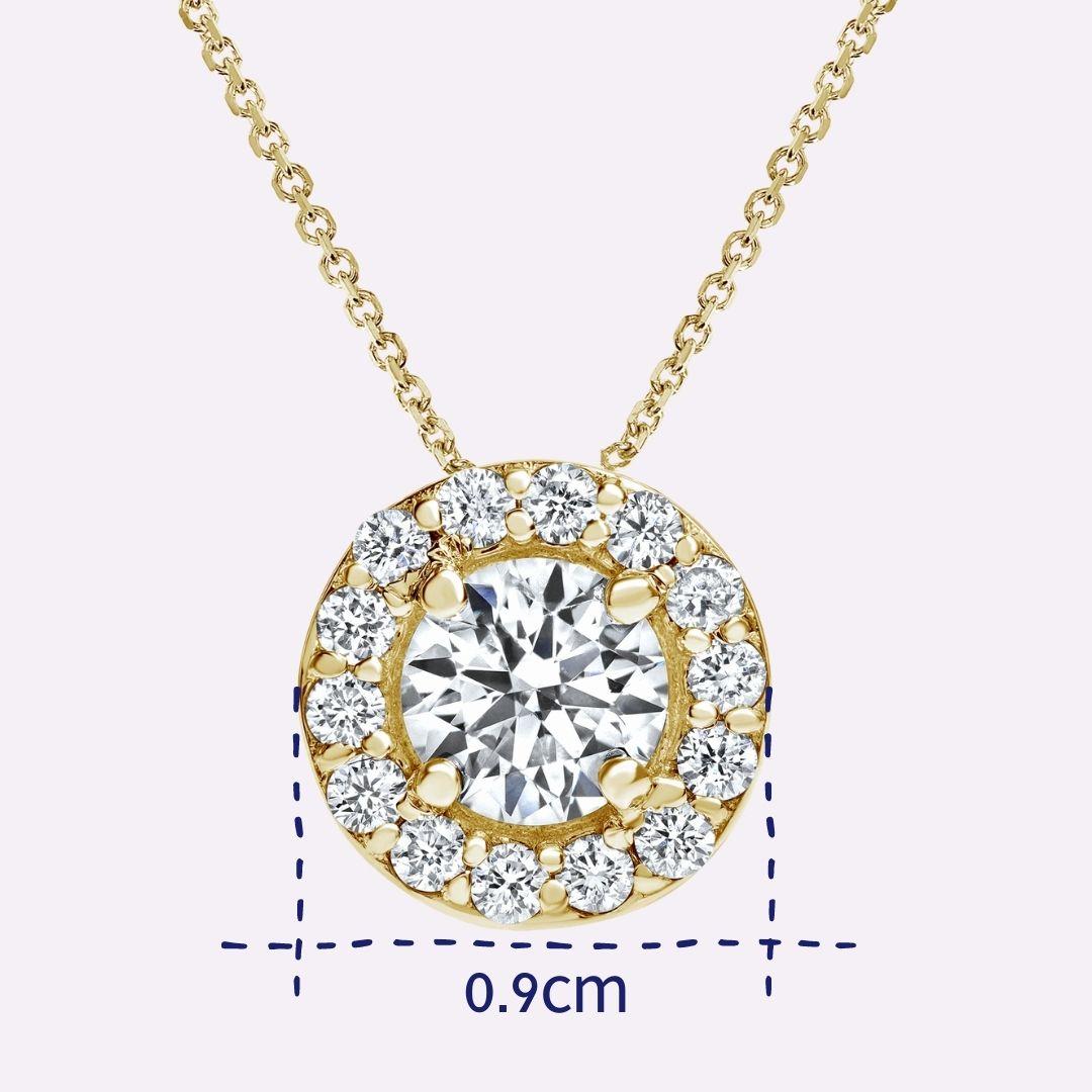 0.42 Carat Diamond Large Halo Pendant in 14 Karat Yellow Gold - Shlomit Rogel In New Condition For Sale In Ramatgan, IL