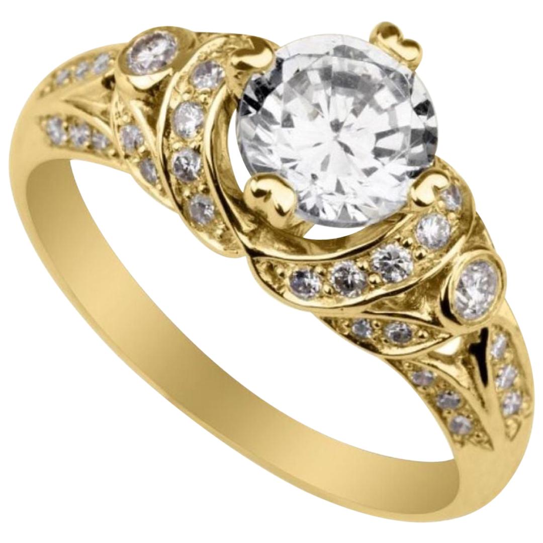 0.88 CT "Afrodita" Diamond Ring VS1 GIA in 14 KARAT Yellow Gold - Shlomit Rogel