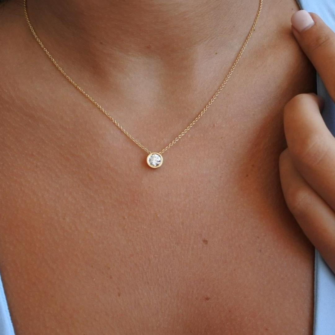 Women's or Men's 0.50 Carat Diamond Pendant Necklace in 14 Karat Yellow Gold - Shlomit Rogel  For Sale
