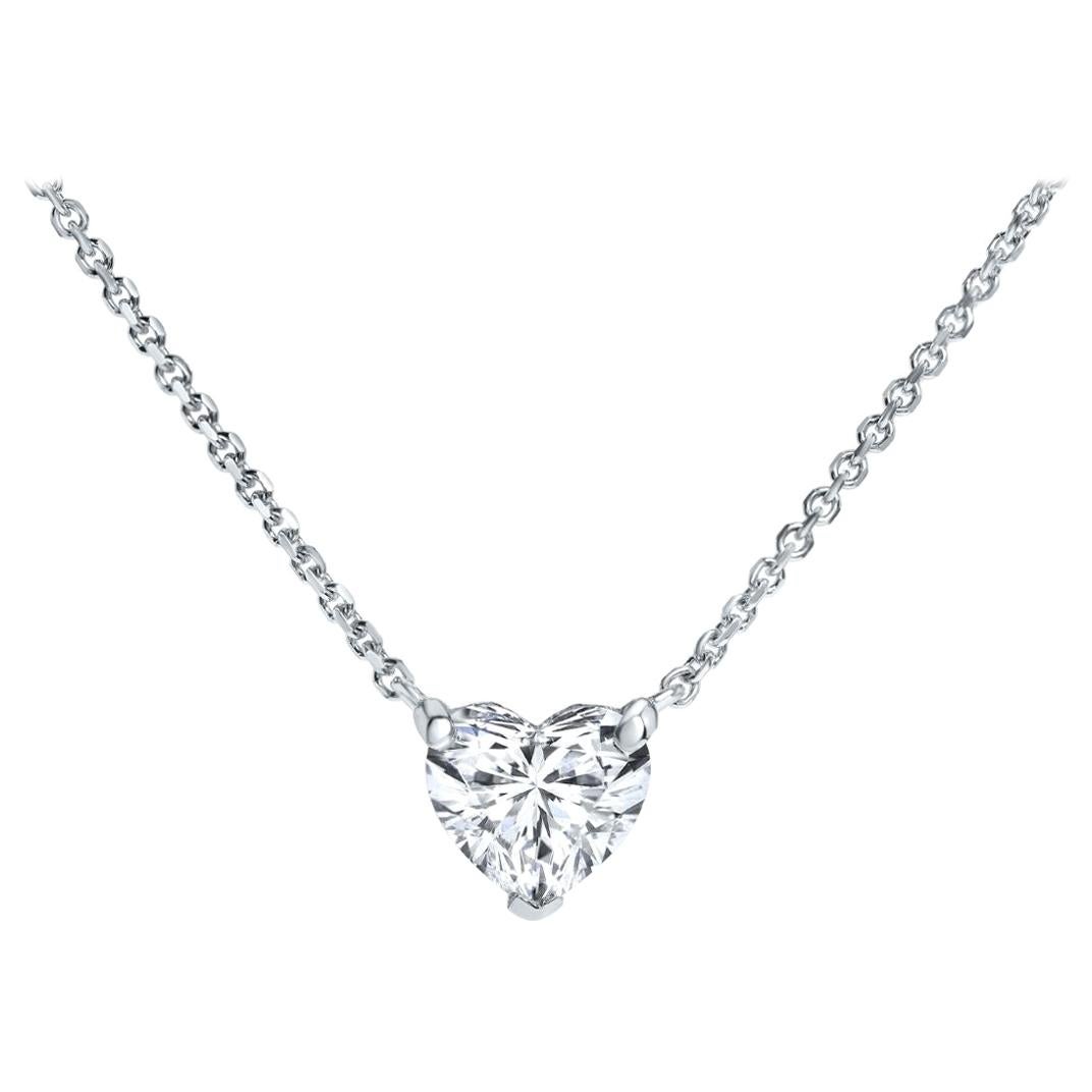 0.50 Carat Heart Shaped Diamond Pendant in 14 Karat White Gold - Shlomit Rogel For Sale
