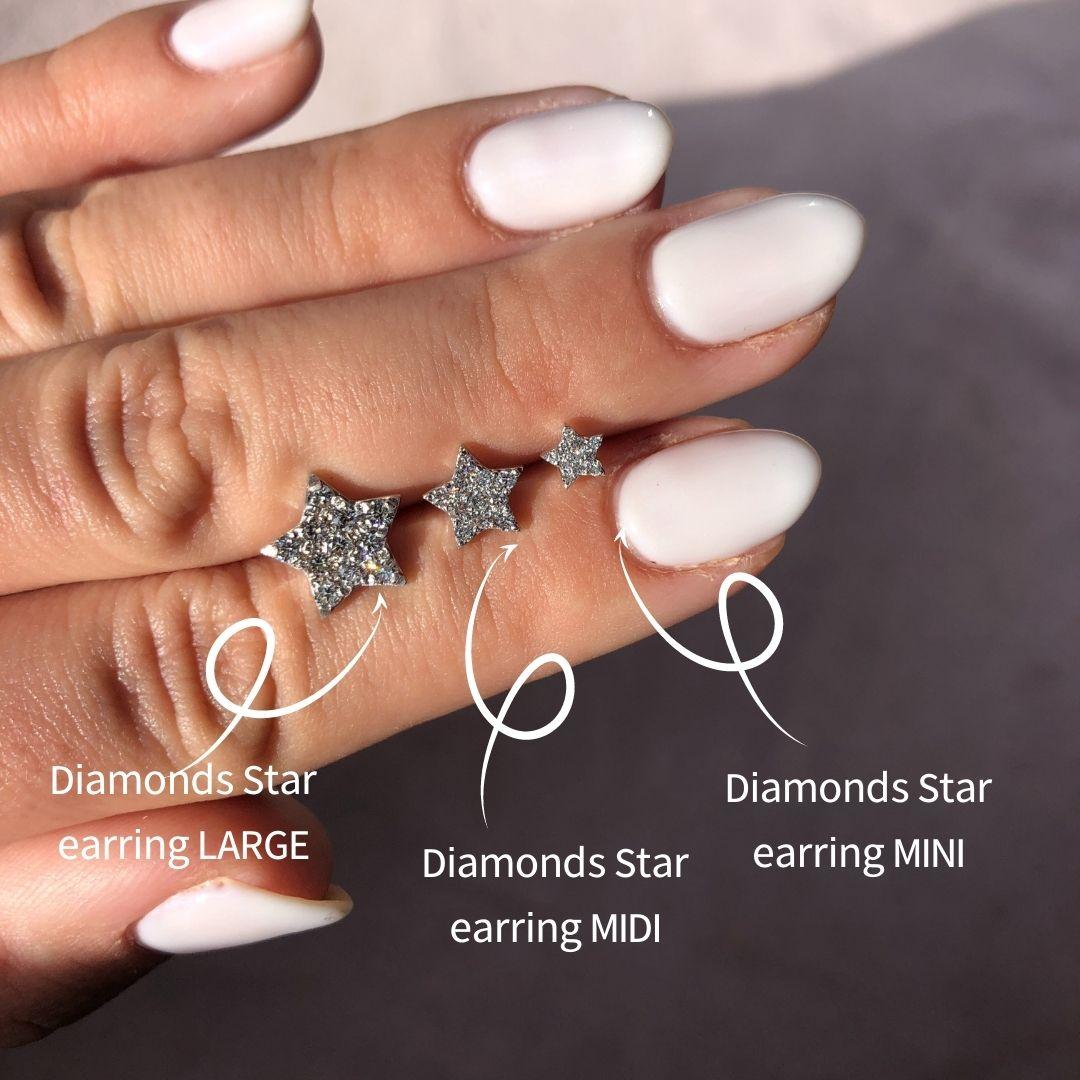 Round Cut 0.60 Carat Genuine Diamonds Large Star Stud Earrings in 14K Gold - Shlomit Rogel For Sale