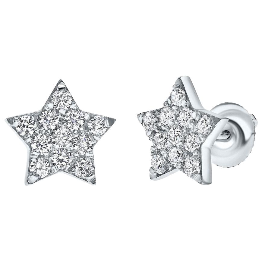 Shlomit Rogel, clous d'oreilles étoile en or 14 carats avec diamants véritables de 0,60 carat