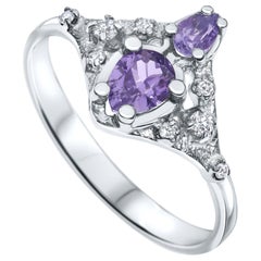 Used 0.70 Carat Natural Lilac Sapphire and Real Diamonds Ring in 14K White Gold