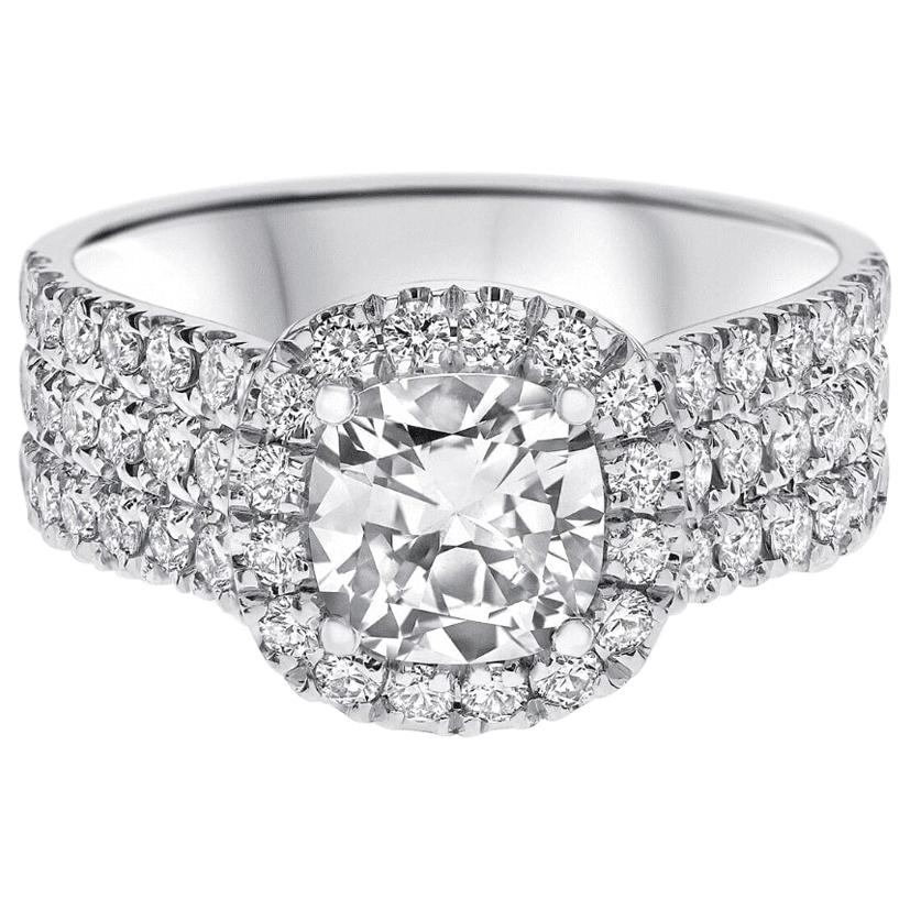 1.70 Carat "Mia" GIA Certified Diamond Ring in 14 Karat White Gold 
