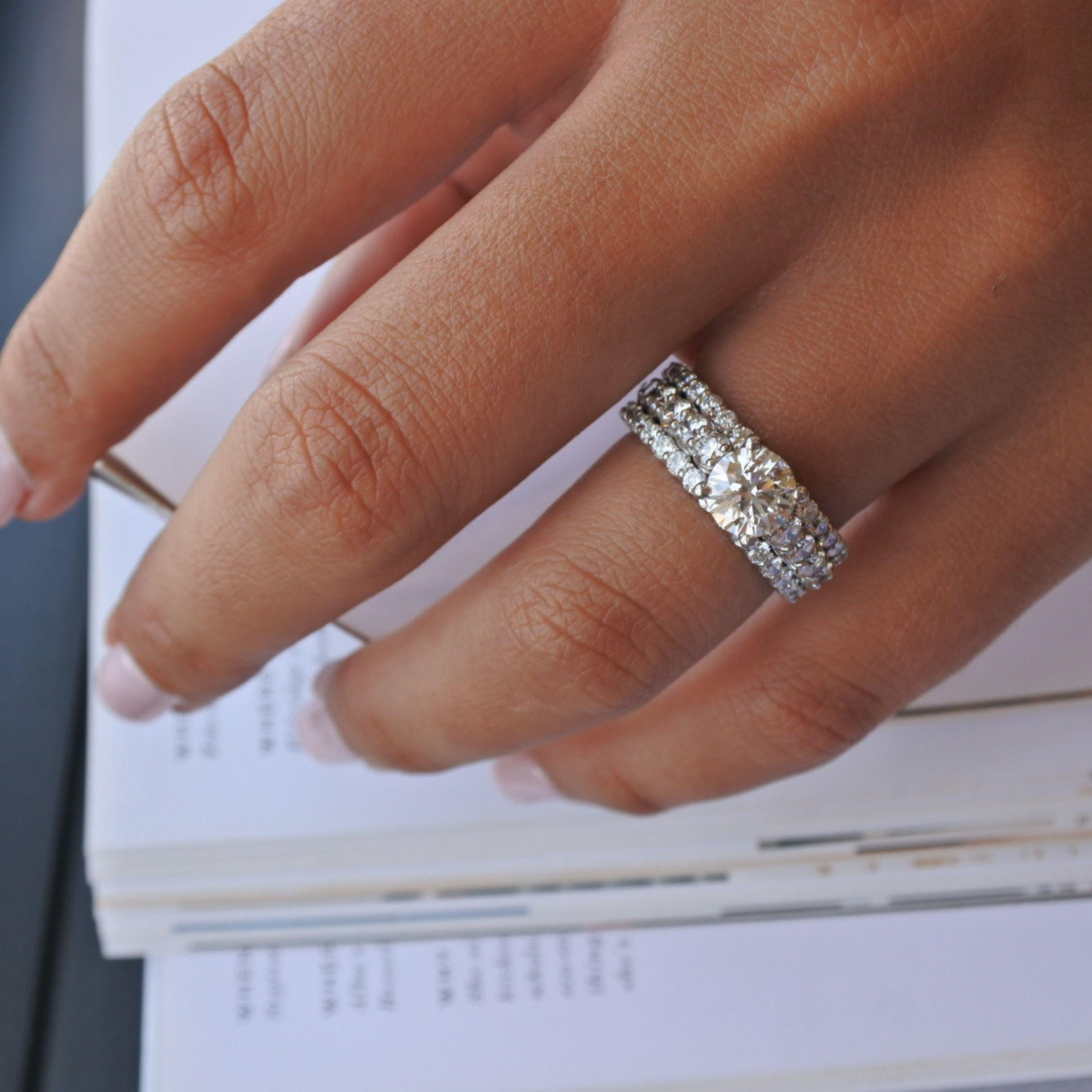Women's 2.60 Carat GIA 3 Row Diamond Ring in 14 Karat White Gold - Shlomit Rogel For Sale
