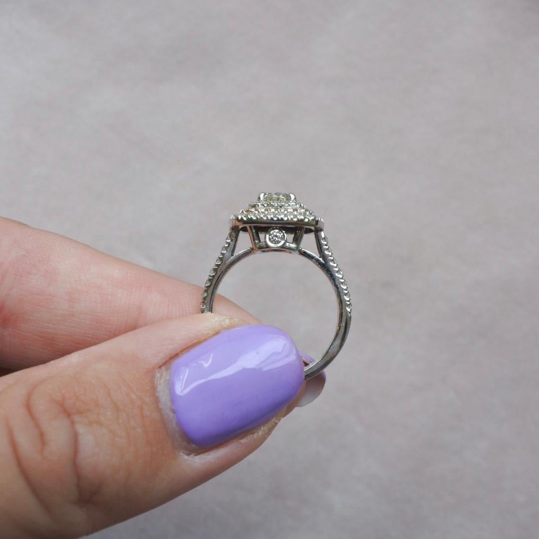Women's 1.20 Carat Triple Halo Diamond Ring in 14 Karat White Gold - Shlomit Rogel For Sale
