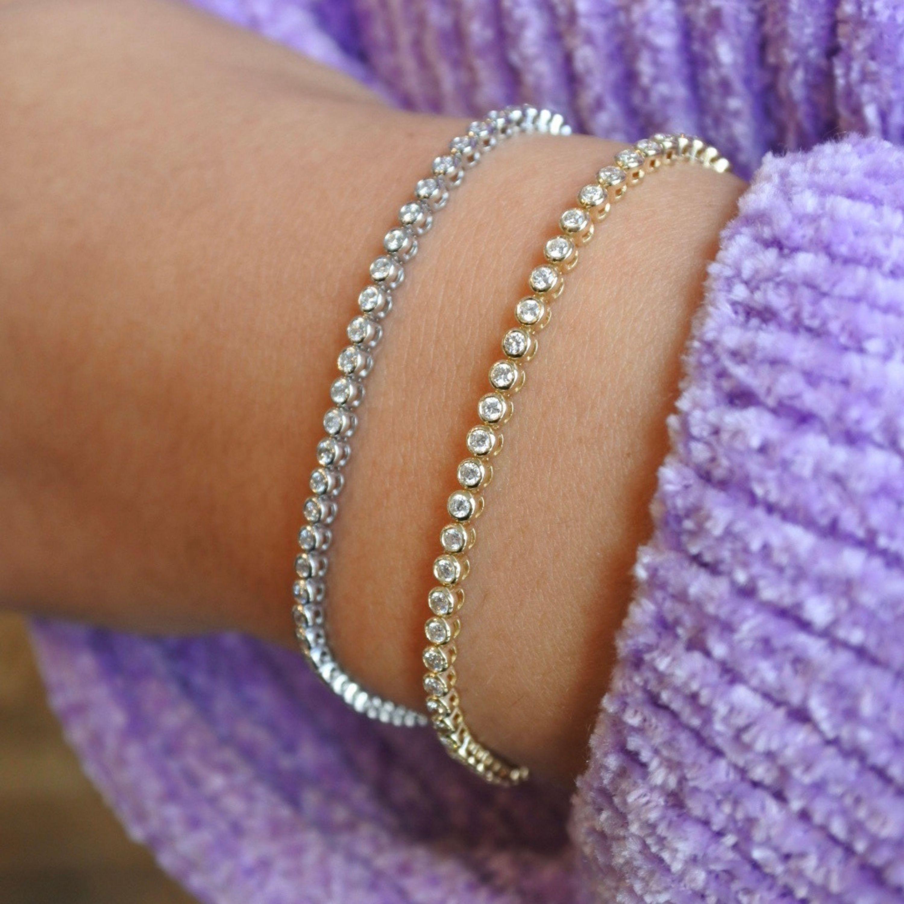 Bracciale tennis con diamanti da 1,25 carati in oro giallo 14 carati, Shlomit Rogel in vendita 2