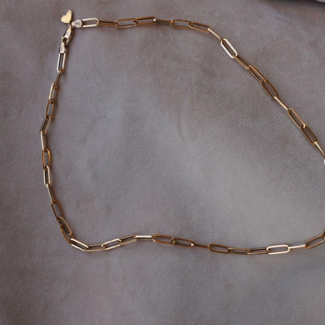 Collier à chaîne câble à maillons ouverts en or rose 14 carats - Shlomit Rogel - Make a Wish en vente 1