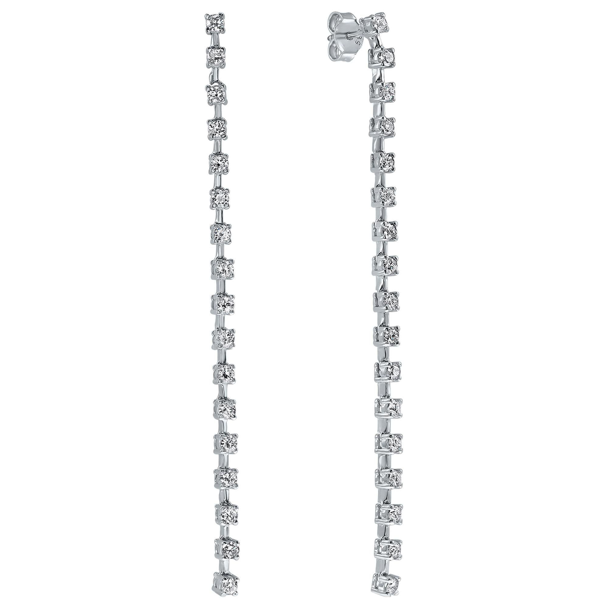 1.36 Carat 14K White Gold Diamond Drop Earrings Atelier Collection Shlomit Rogel For Sale