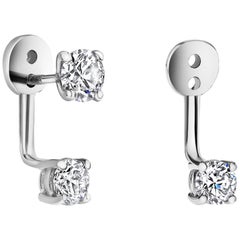 0.72 Carat  Diamond Earrings Ear Jackets in 14 Karat White Gold - Shlomit Rogel