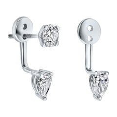 Shlomit Rogel Boucles d'oreilles en or blanc 14 carats serties de diamants en forme de poire de 0,75 carat