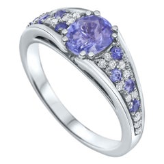 1.49 Carat GIA Certified Natural Blue Sapphire and Diamond Ring - 18K White Gold