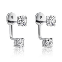 0.72 Carat  Diamond Earrings Ear Jackets in 14 Karat White Gold - Shlomit Rogel