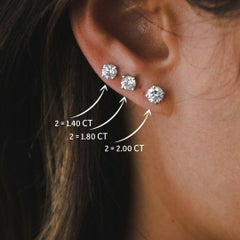 2.00 Carat  VS Excellent Cut Extra Shiny Natural Diamond Studs Earrings