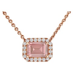 2.33 Carat Morganite and Diamonds Pendant in 14 Karat Rose Gold - Shlomit Rogel