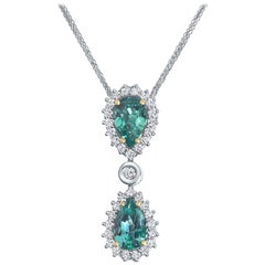 Colgante de diamante esmeralda zambiana natural certificado IGL de 2,23 quilates y oro blanco de 18 quilates