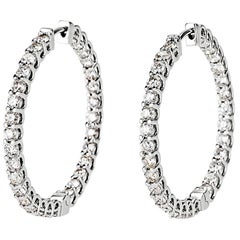 Pendientes Aros de Diamantes de 3,00 Quilates en Oro Blanco de 14 Kilates - Shlomit Rogel