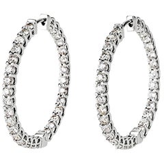 3.00 Carat Diamond Hoops Earrings in 14 Karat White Gold - Shlomit Rogel