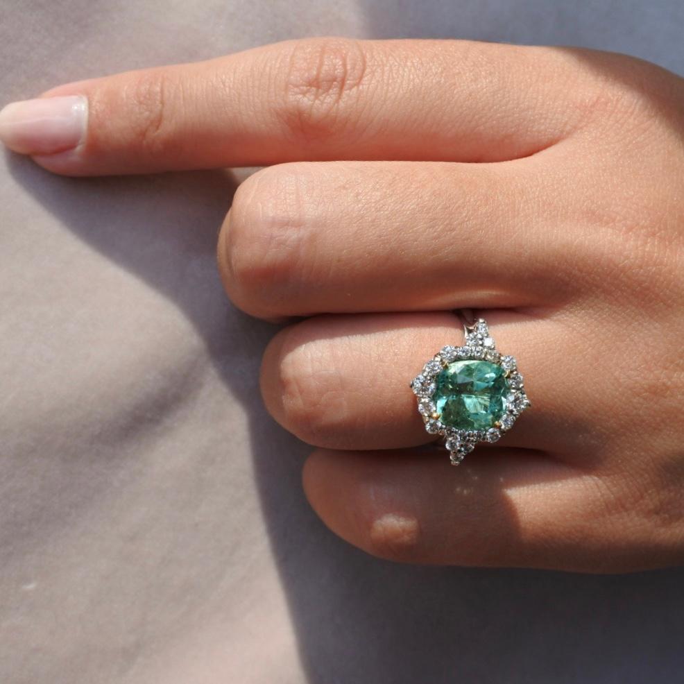 3.15 Carat Emerald and Diamonds Ring 18 Karat White Gold  2
