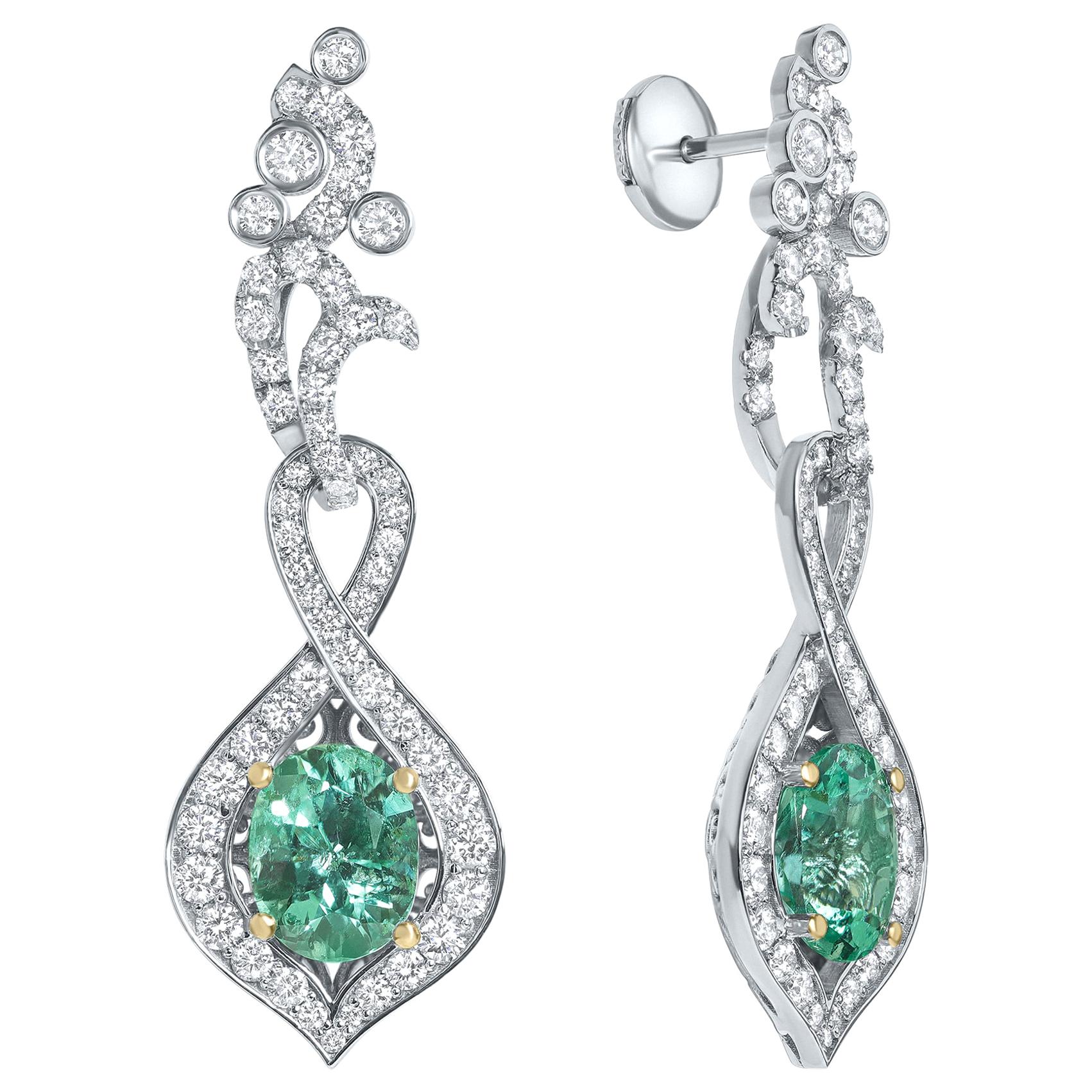 4.70 Carat Emerald and Diamonds Royalty Earrings 18 Karat Gold - Shlomit Rogel