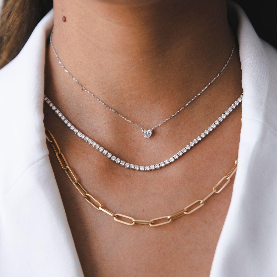 4,00 Karat Diamant- Collier-Halskette aus 14 Karat Weigold - Atelier-Kollektion Damen im Angebot