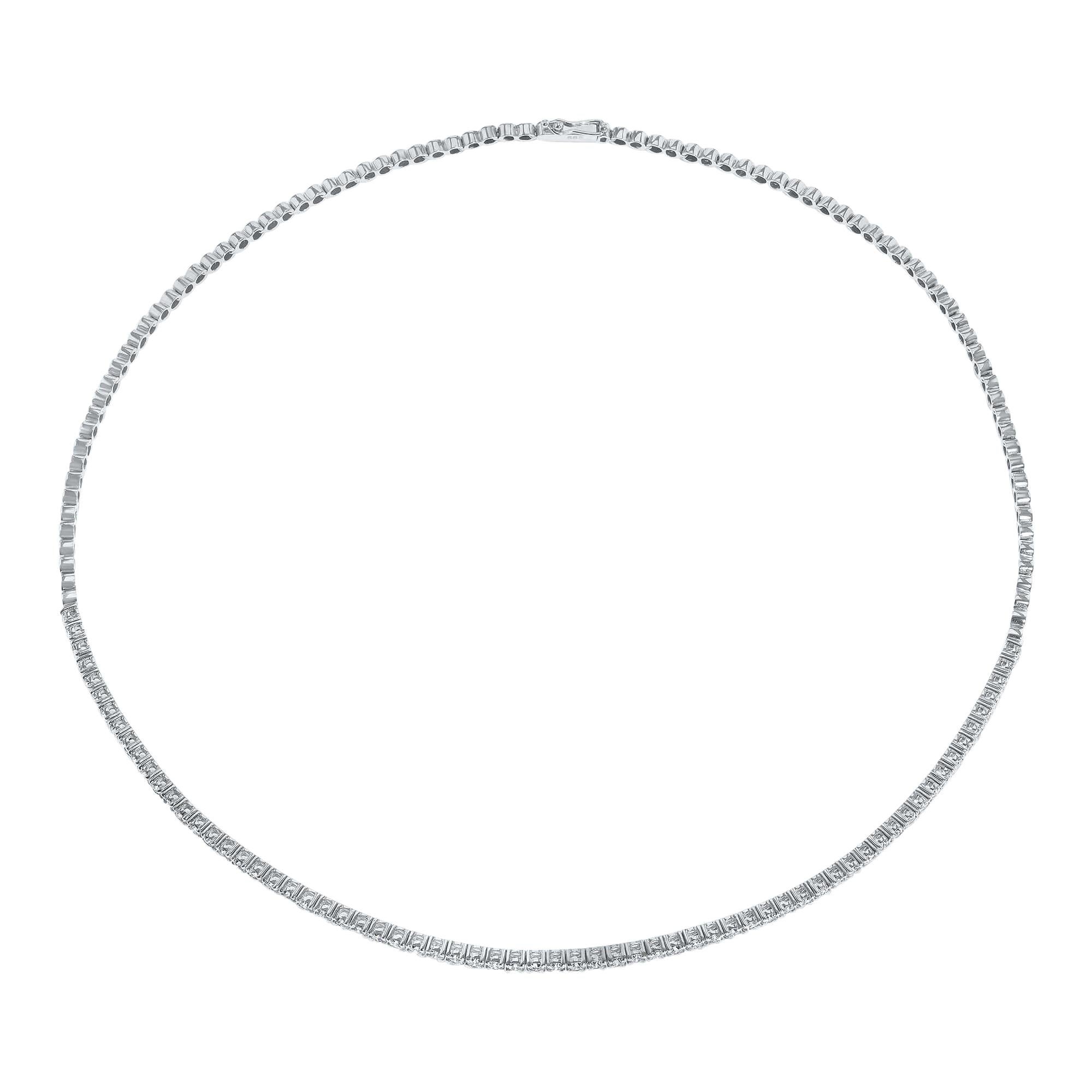4,00 Karat Diamant- Collier-Halskette aus 14 Karat Weigold - Atelier-Kollektion