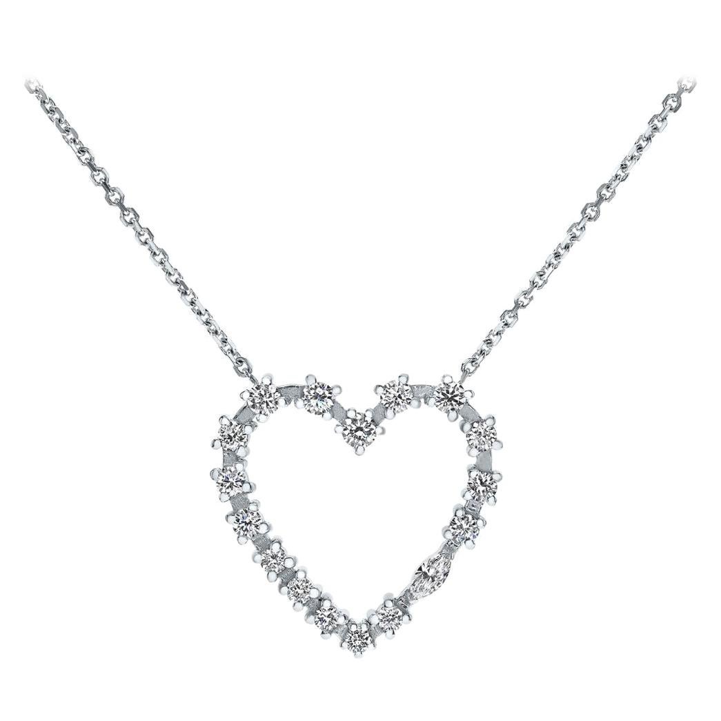 14K White Gold 0.37 Carat Heart Shaped Diamond Pendant Necklace - Shlomit Rogel