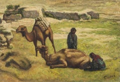 Pastorale Landschaft Palästina/ Israel Kameln und Hirten