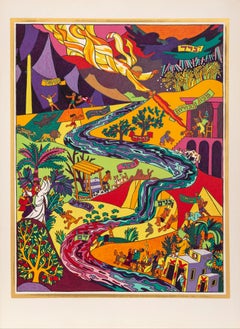 Hagadá de Pésaj, conjunto de 13 litografías de arte popular de Shlomo Katz 1978
