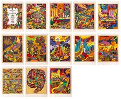 Haggadah of Passover, Suite of Folk Art 13 Lithographs by Shlomo Katz 1978