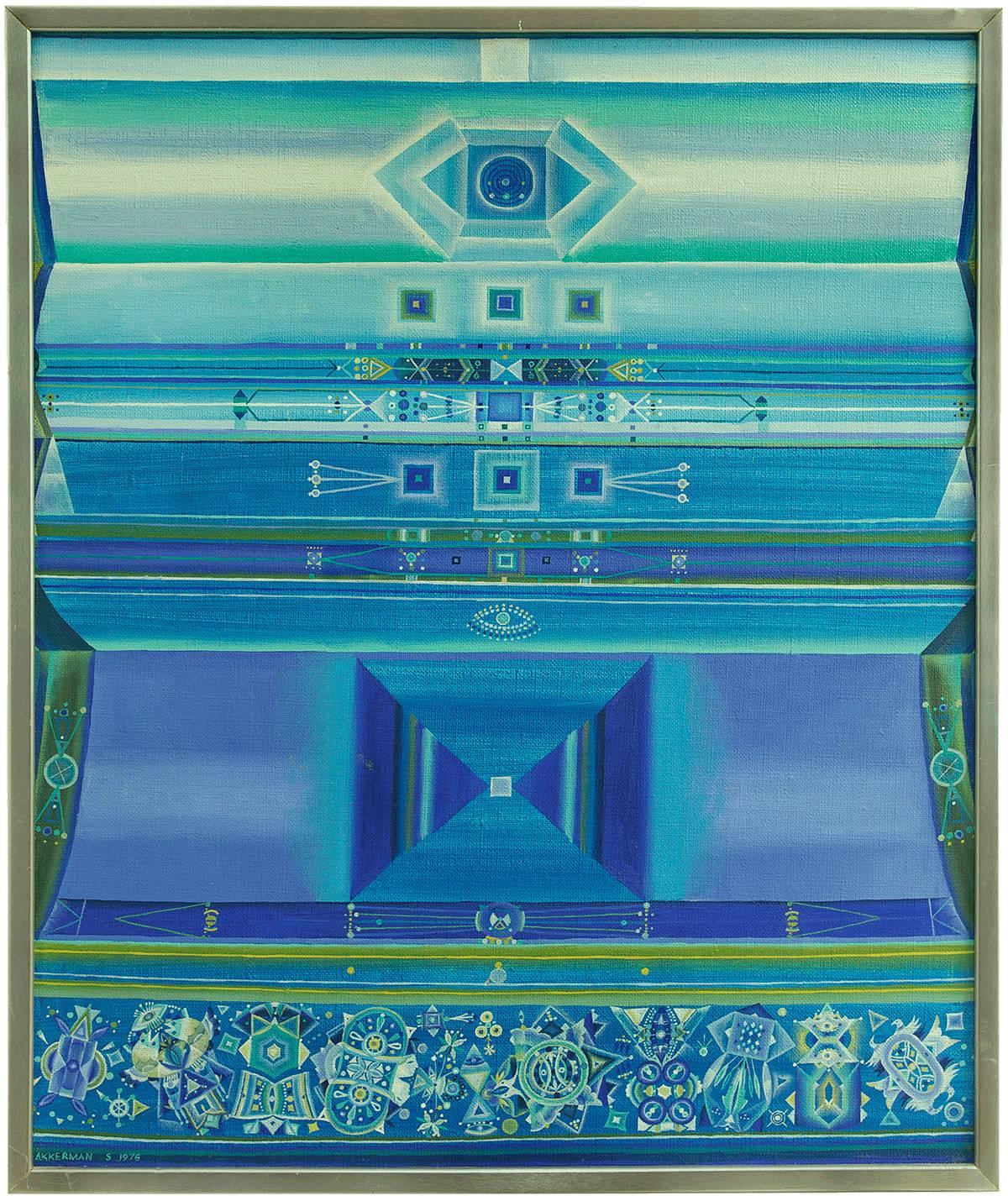 Abstract Painting Shmuel Ackerman - Les champs célestes d'avant-garde soviétiques, art israélien d'avant-garde, groupe Leviathan