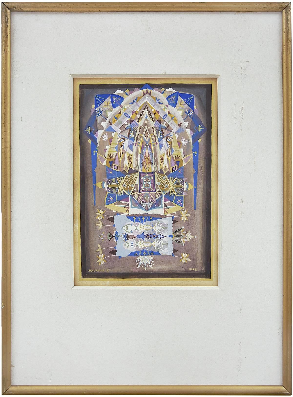 Mandala Judaica Post Soviética Rusa Avant Garde Israelí Grupo Leviatán Pintura - Painting de Shmuel Ackerman