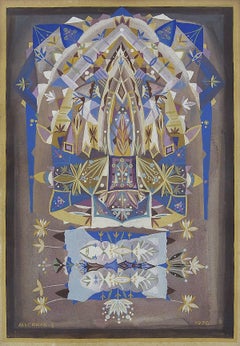 Vintage Mandala Judaica Post Soviet Russian Avant Garde Israeli Leviathan Group Painting