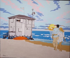Caminando por la playa, 120x100, Acrílico sobre lienzo y arena