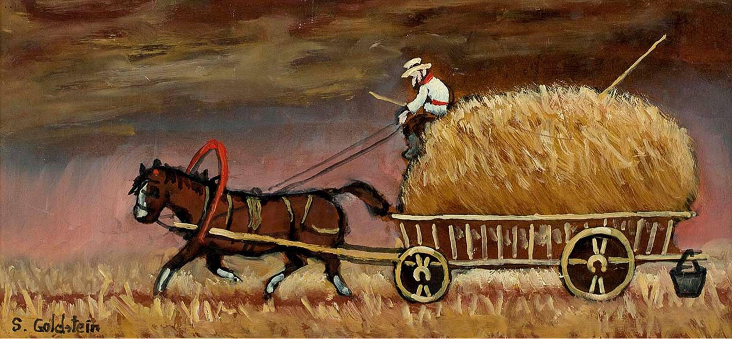 Shtetl Farmer at the End of a Long Day - Painting by Shmuel Goldstein