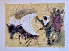 Loaded Donkey, Old City of Jerusalem Israeli Judaica Lithograph