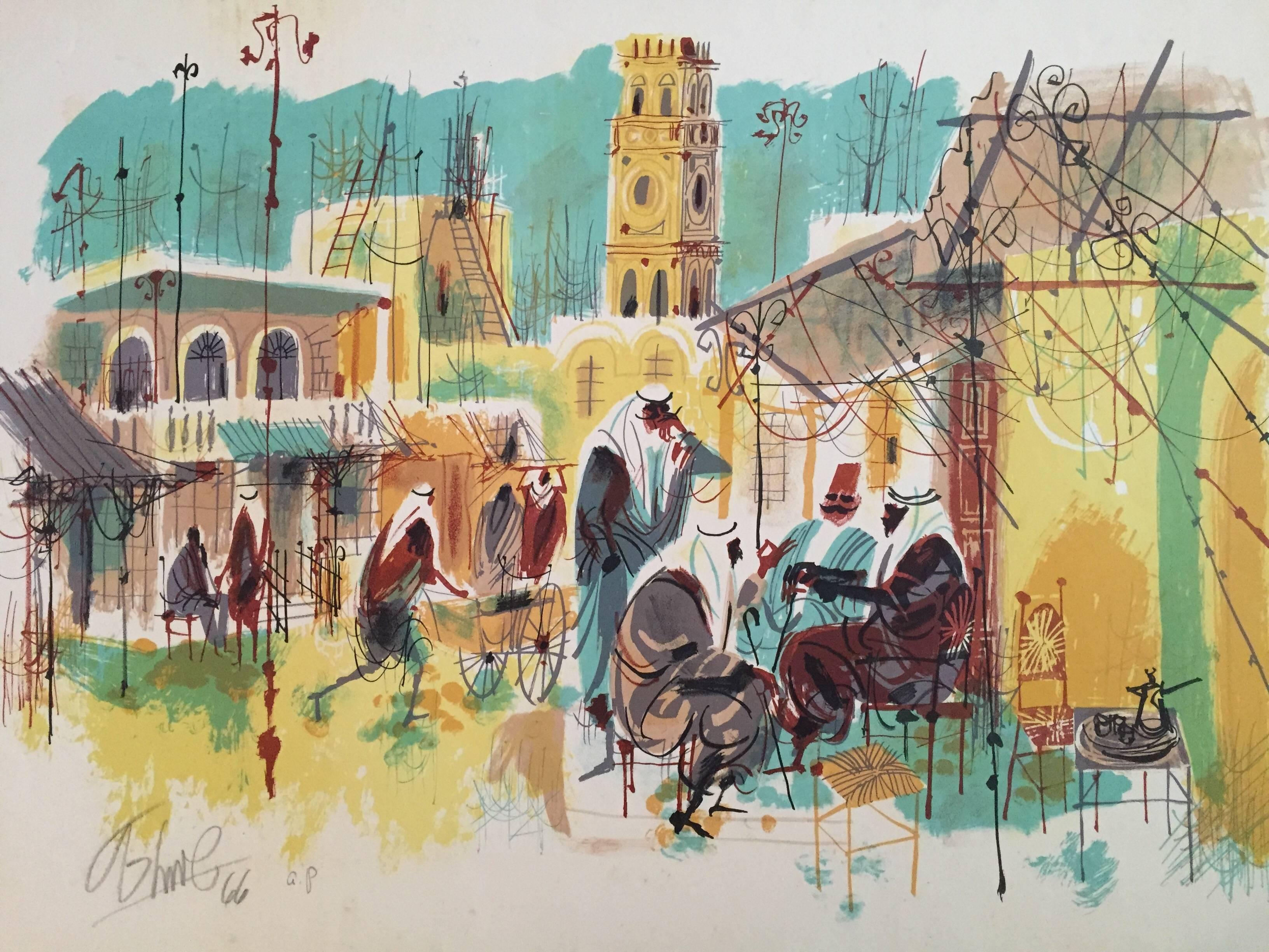 Shmuel Katz Landscape Print - Old City Jaffa 