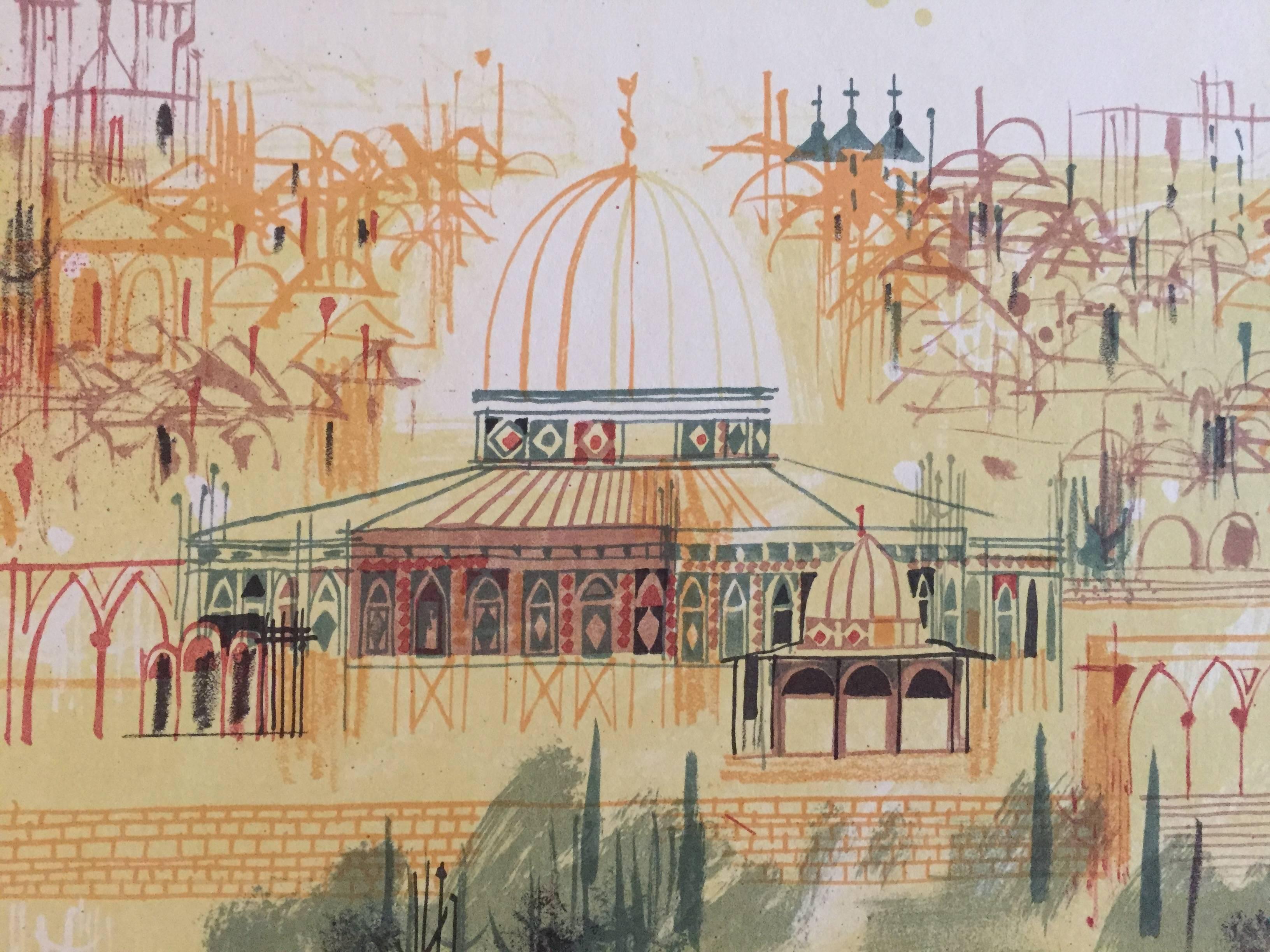 Mit Bleistift signierte Lithografie oder Serigrafie mit Künstlerabzug. Shmuel Katz (hebräisch: שמואל כ 