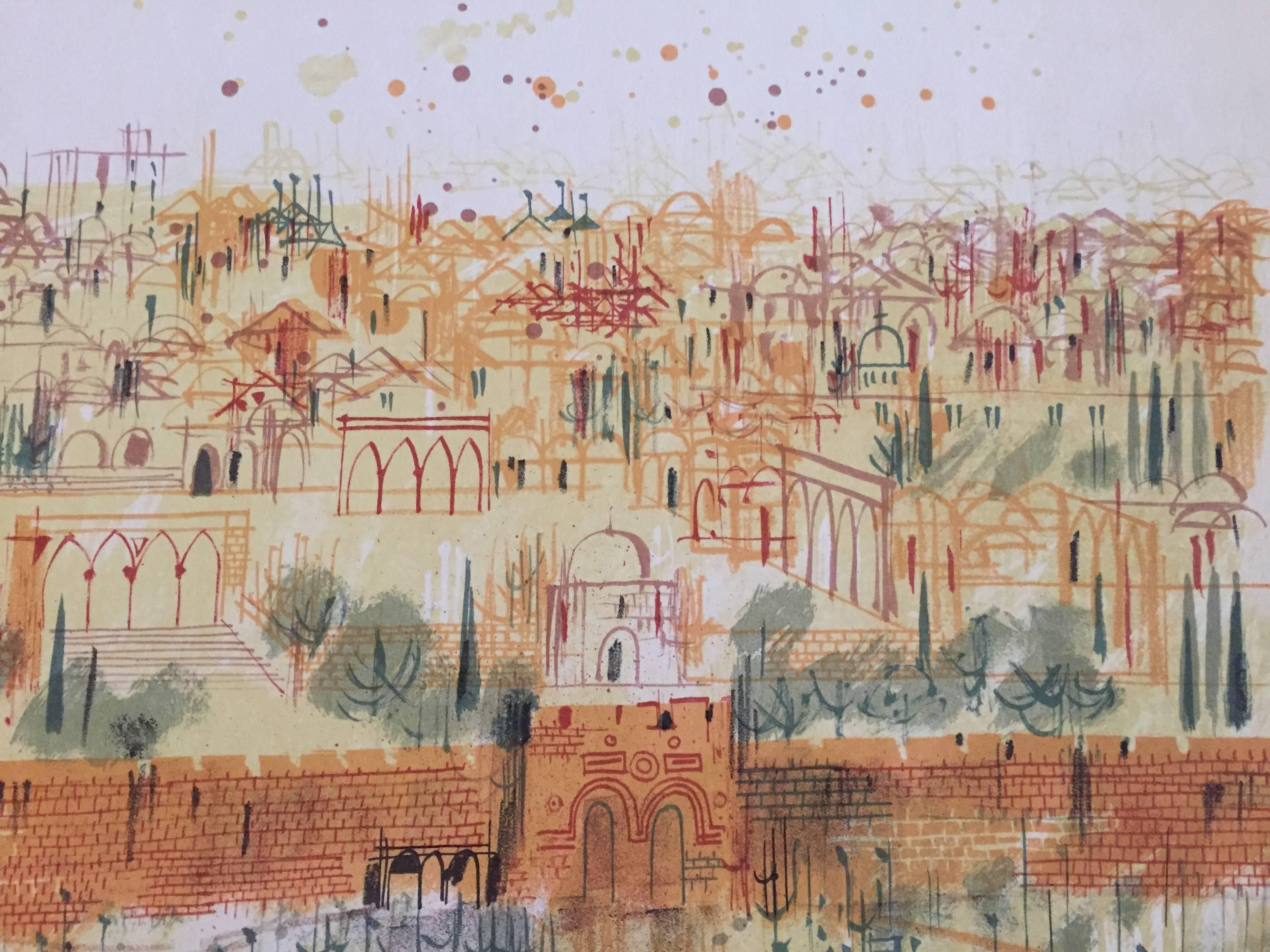Shmuel Katz Landscape Print - The Old City of Jerusalem