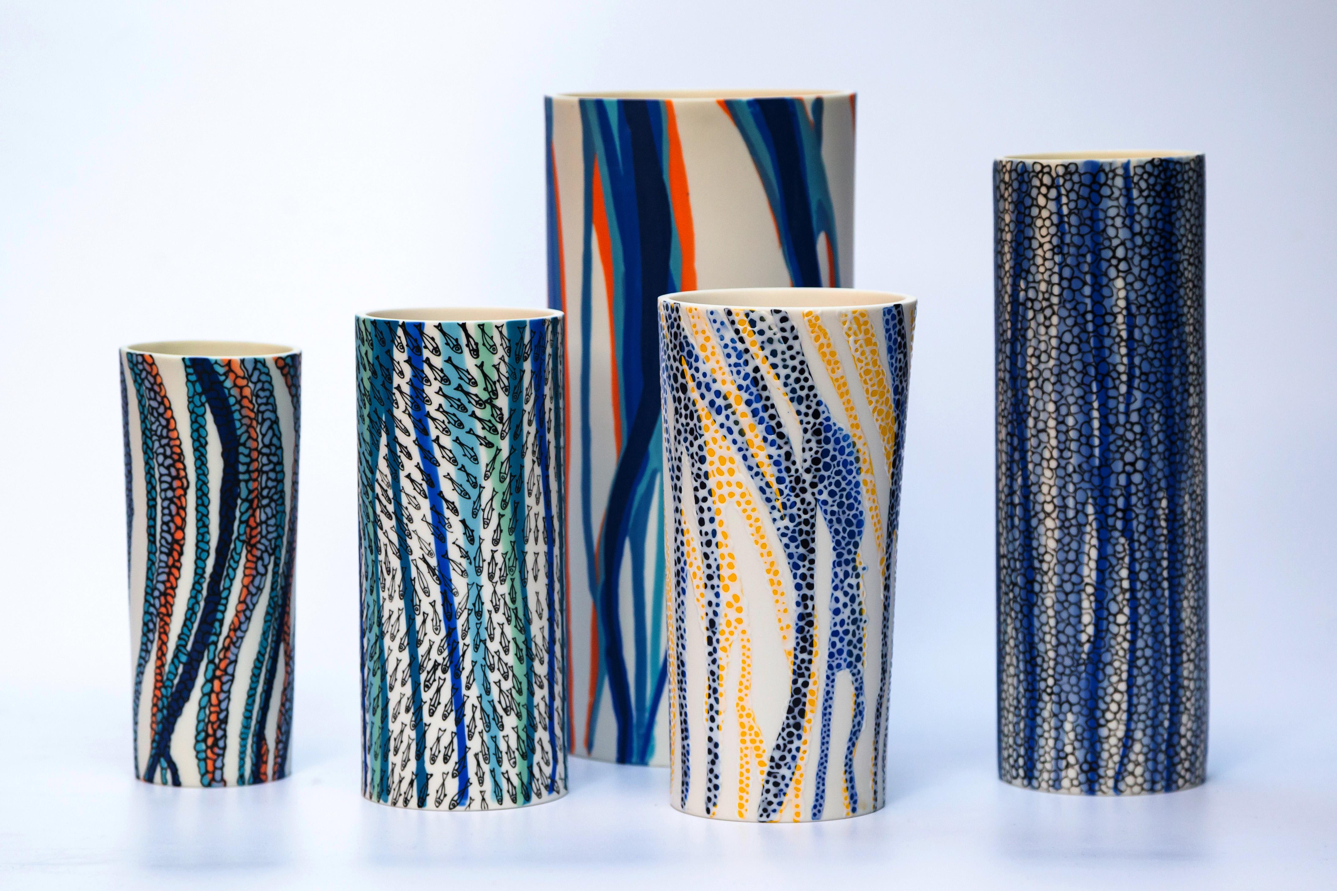 Shoal of Fish Porcelain Vase Unique Parianware Contemporary 21st Century UK For Sale 2