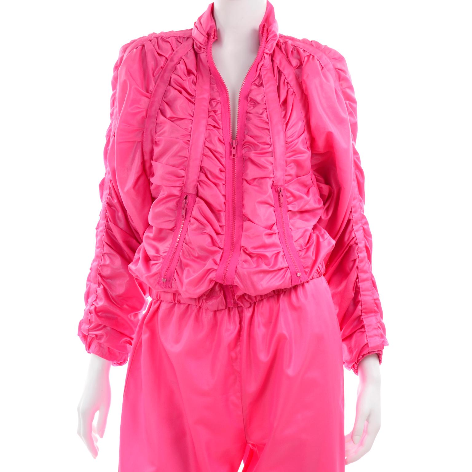 Shocking Pink Antonio Ruspoli Vintage Tracksuit W Gathered Zip Jacket & Pants 5