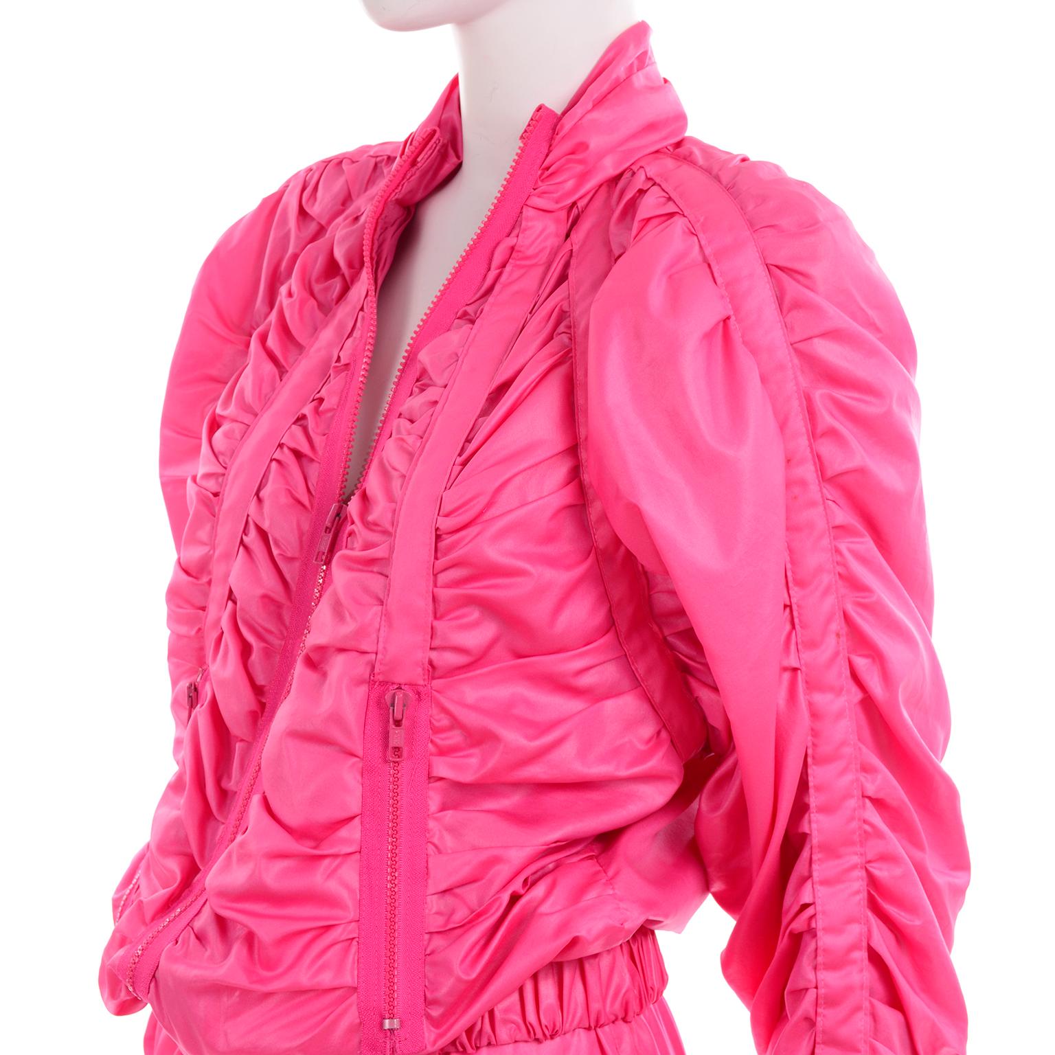 Shocking Pink Antonio Ruspoli Vintage Tracksuit W Gathered Zip Jacket & Pants 6