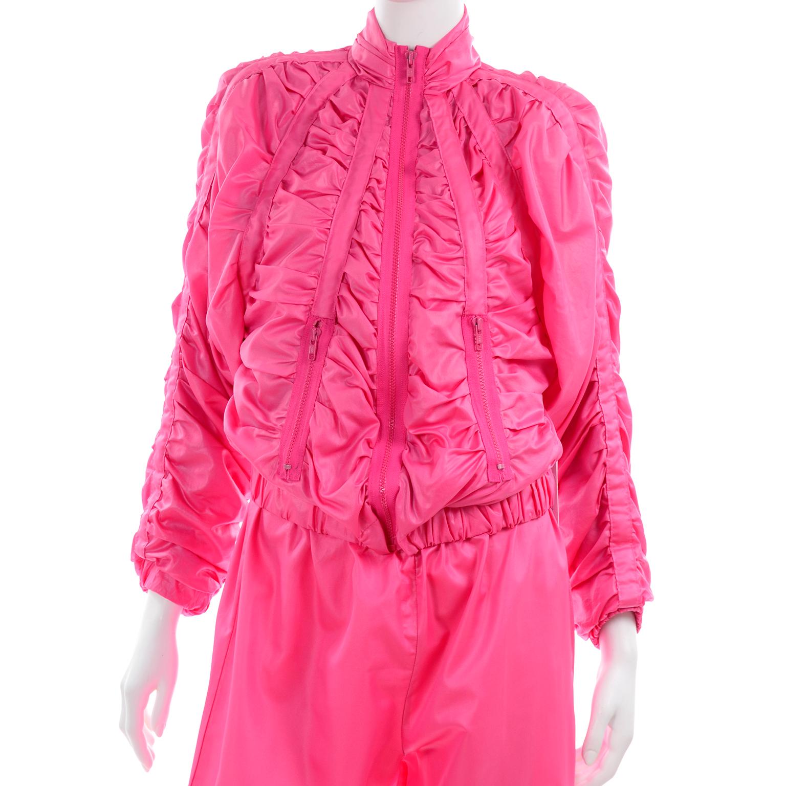 Shocking Pink Antonio Ruspoli Vintage Tracksuit W Gathered Zip Jacket & Pants 7