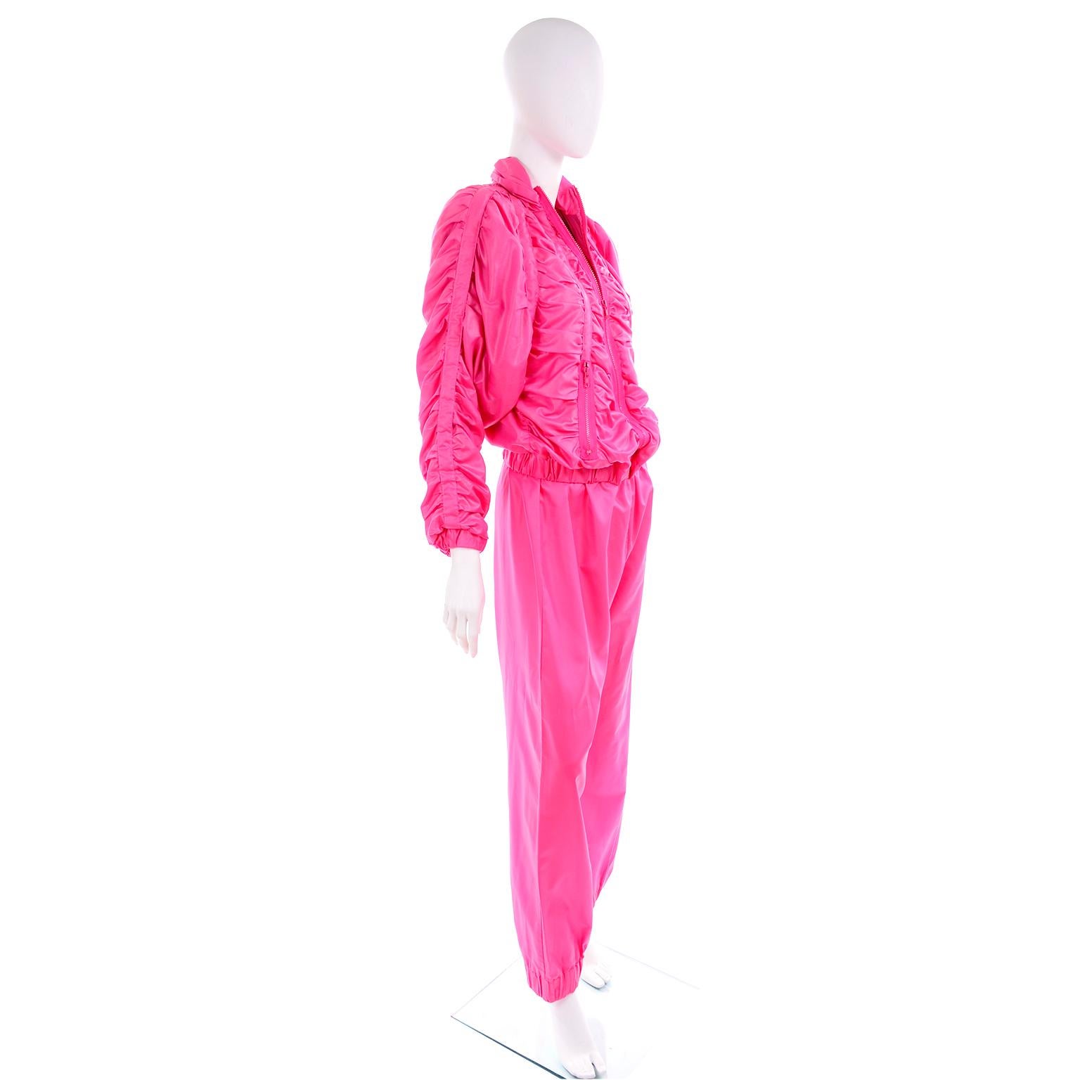 Shocking Pink Antonio Ruspoli Vintage Tracksuit W Gathered Zip Jacket & Pants 2