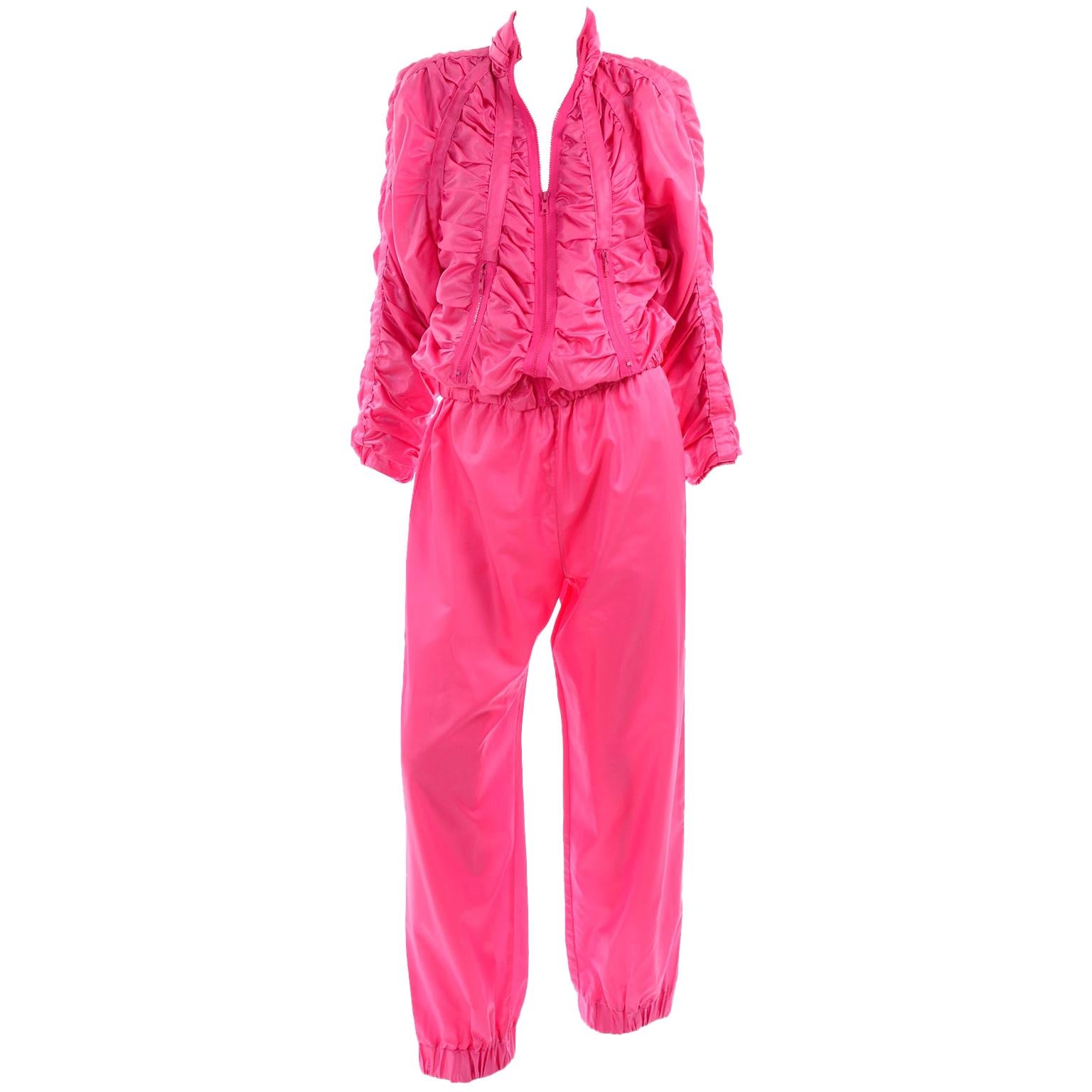 Shocking Pink Antonio Ruspoli Vintage Tracksuit W Gathered Zip Jacket & Pants
